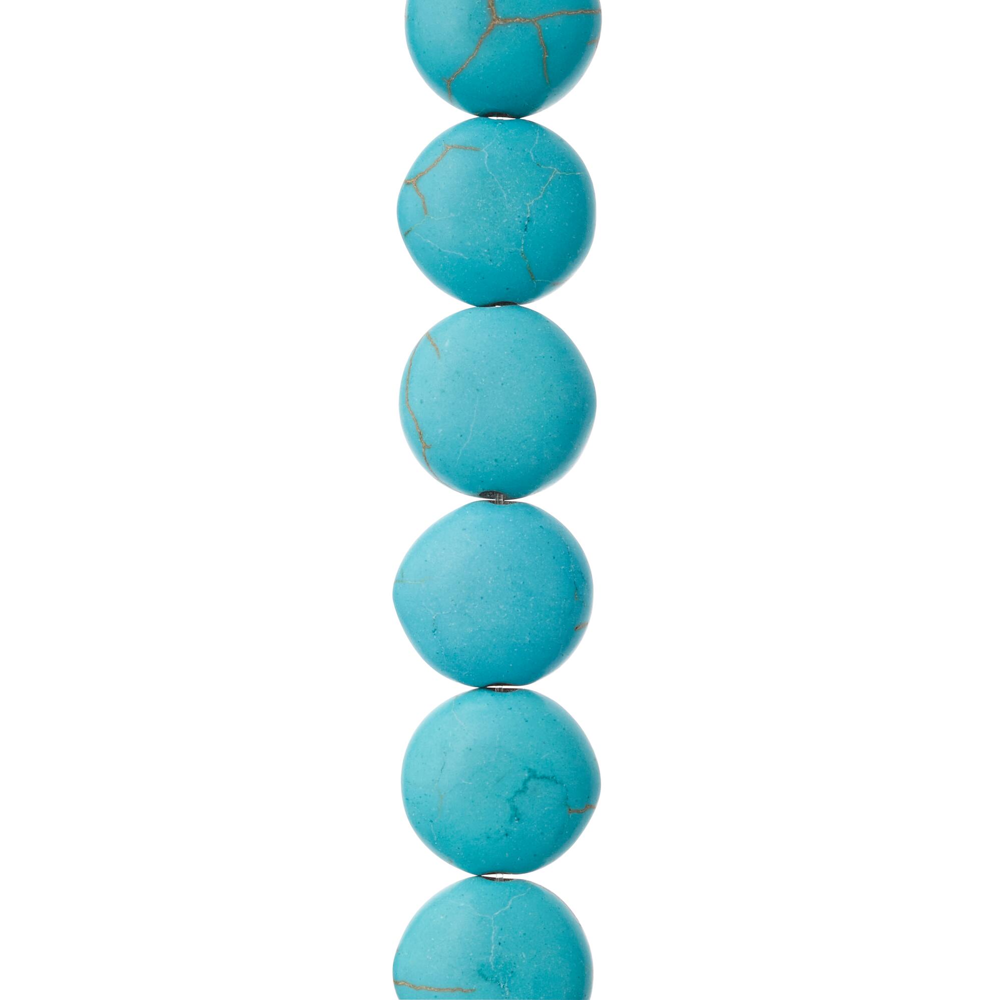 Turquoise Dyed Howlite Lentil Beads, 12mm by Bead Landing™